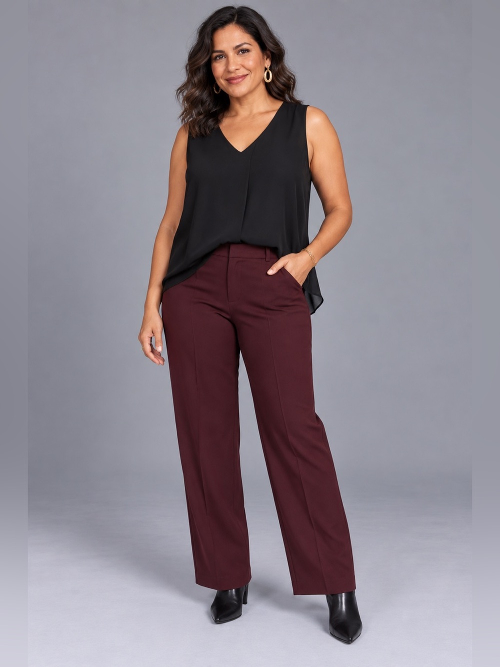 Black Chiffon Blouse Large V Neck Sleeveless Flowy Tank